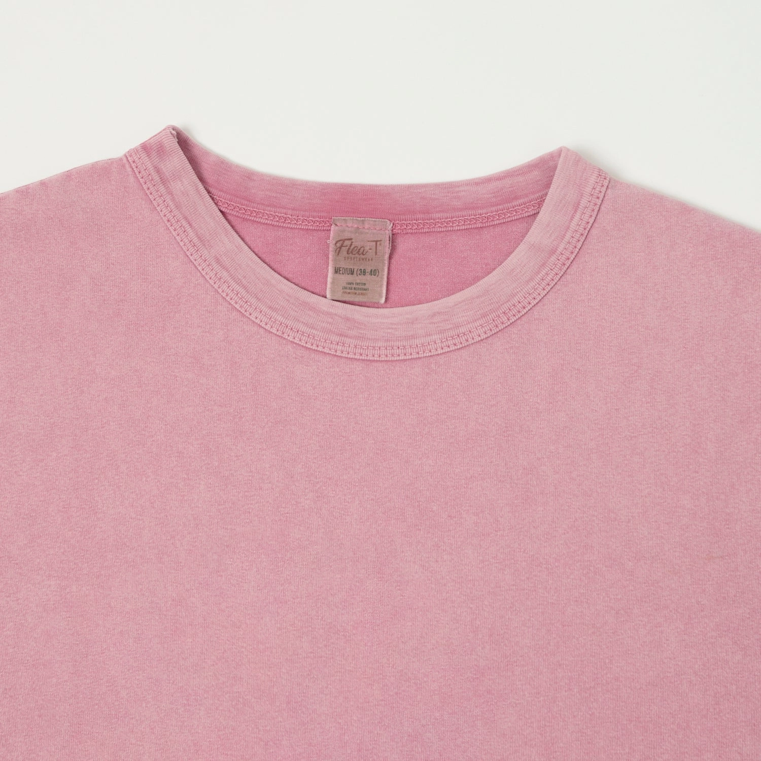 Flea-T 1950s Garment Dyed T-Shirt - Pink Lightweight Weave