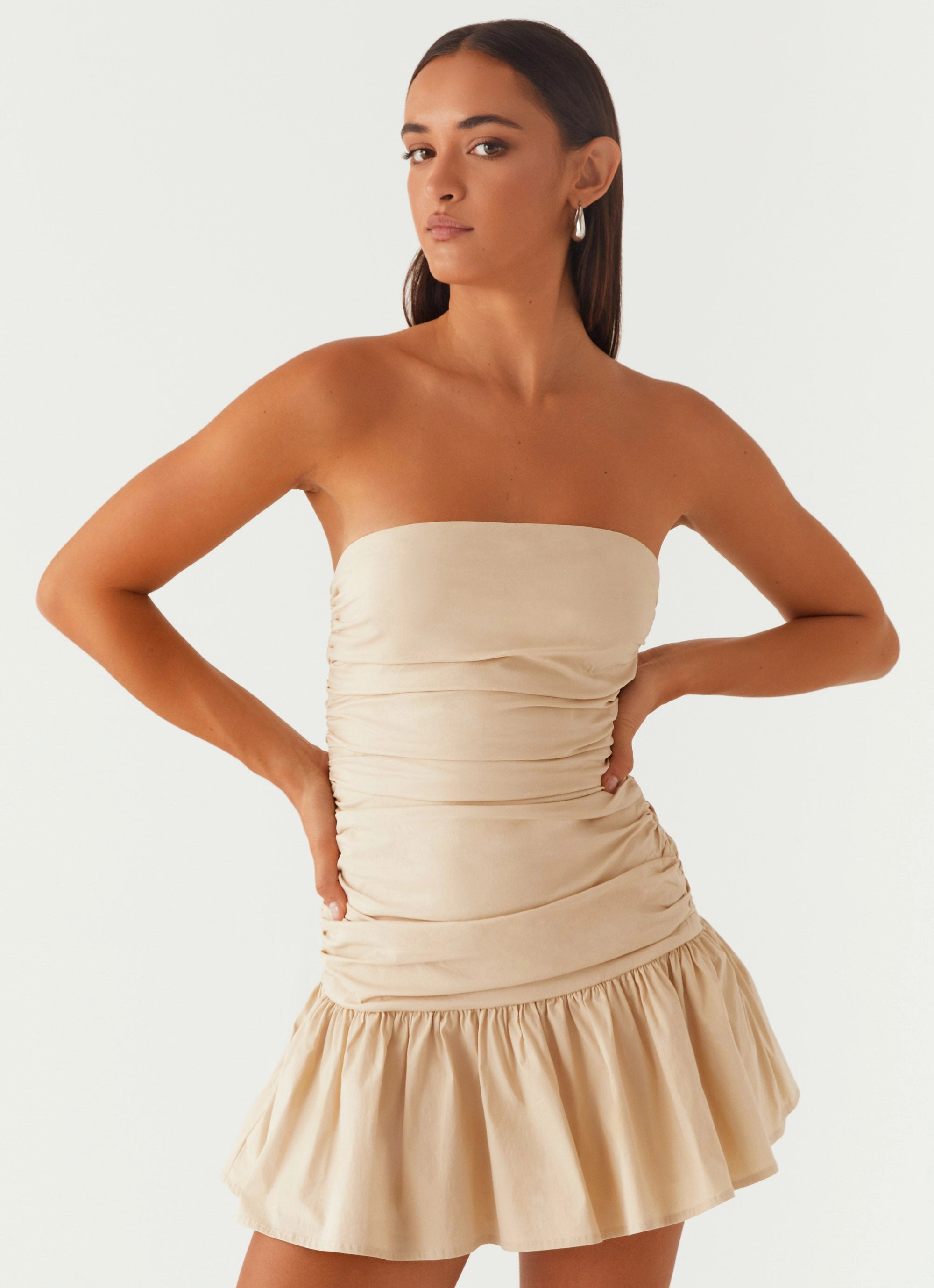 Carmel Mini Dress - Ivory Fitted Look