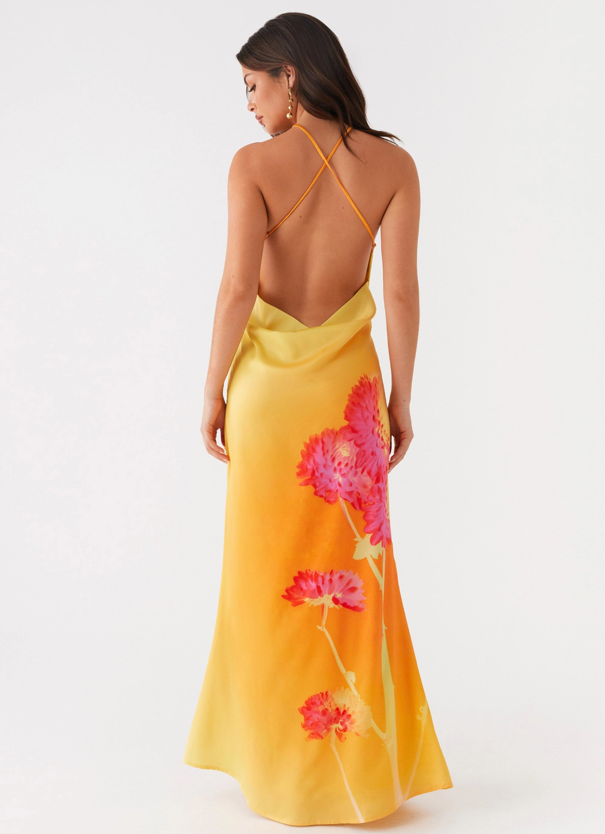 Handmade Polished Details Chloe Maxi Dress - Orange Floral