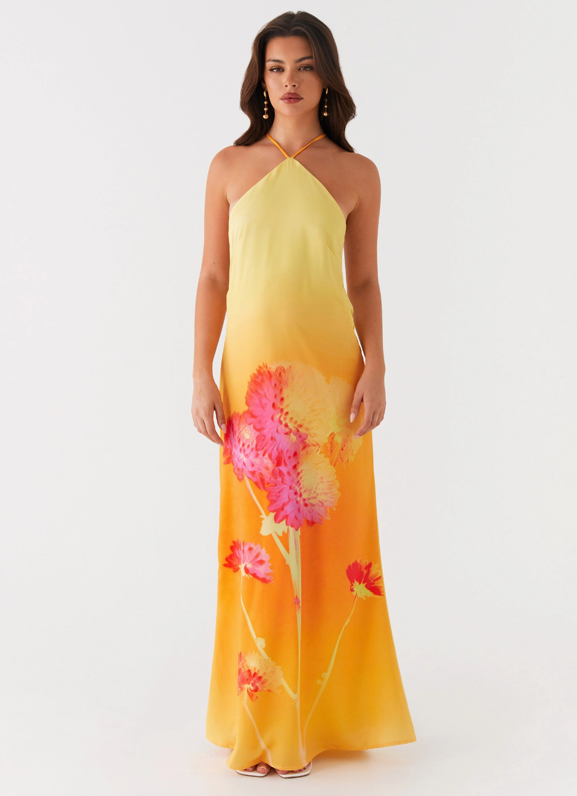 Chloe Maxi Dress - Orange Floral All Occasion Tailored-fit