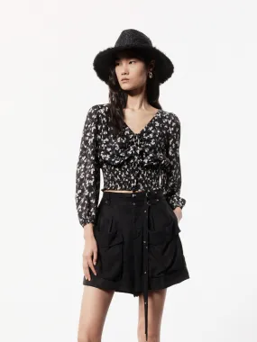 Camping Essential Front Tie Print Top