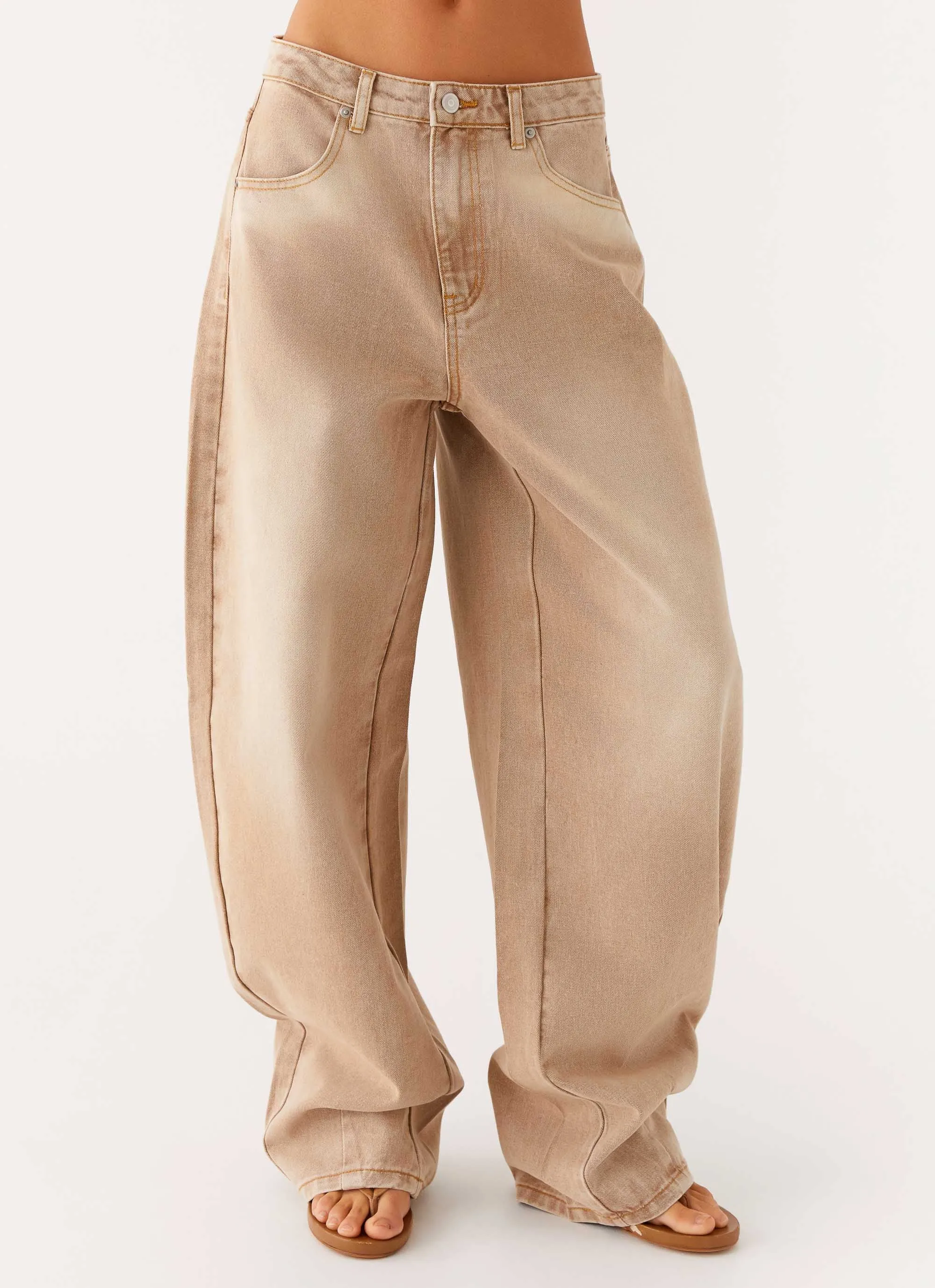 Khalil Baggy Jeans - Tan Easywear Style Classic Comfort