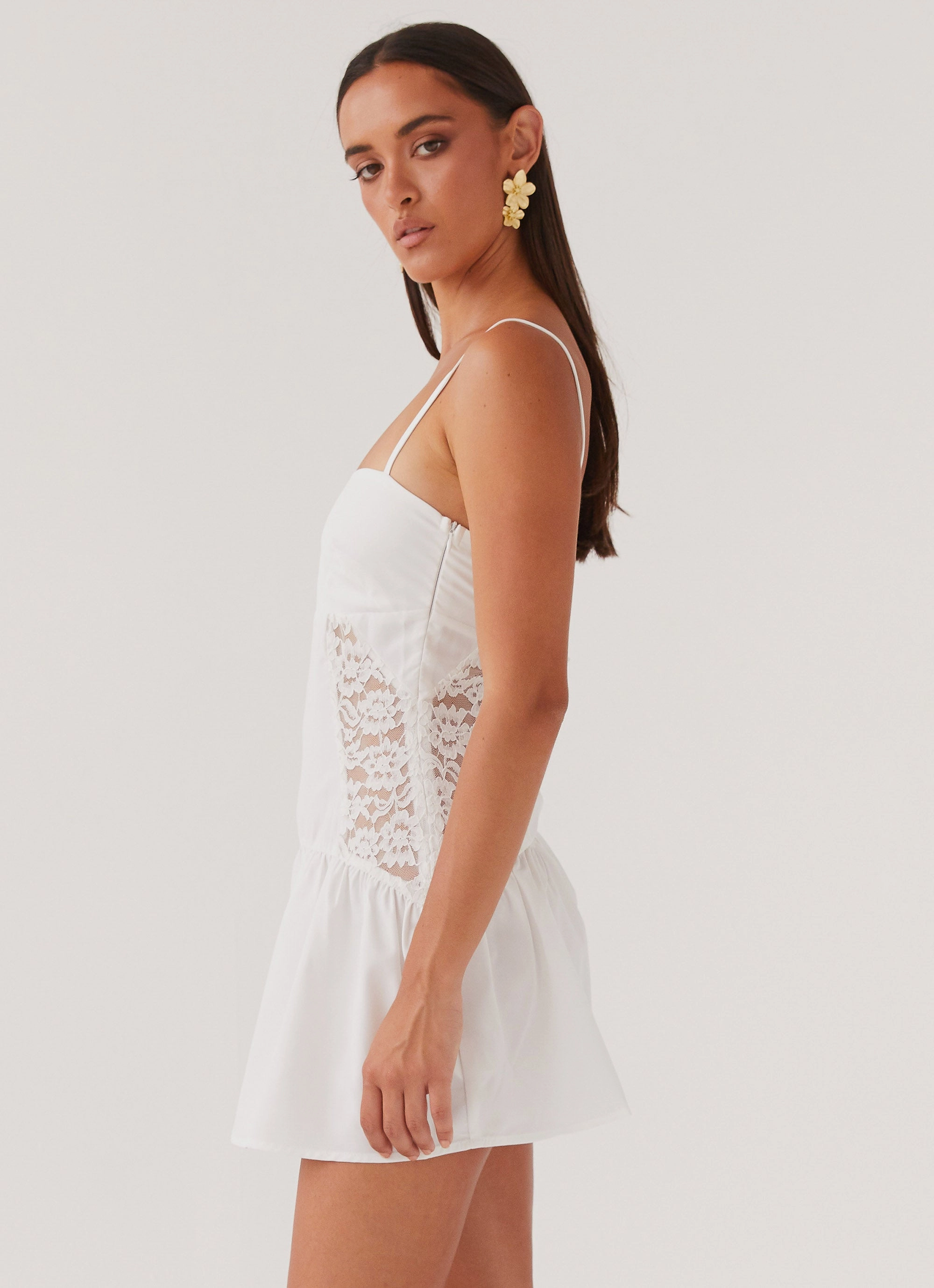 Anytime Wear Spring Garden Cotton Cloud Mini Dress - White