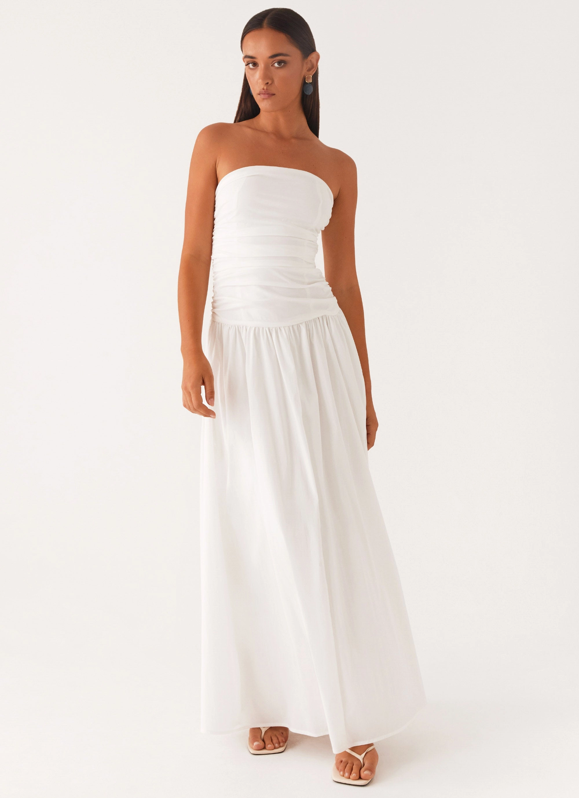 Chic Layered Wear Carmel Maxi Dress - White