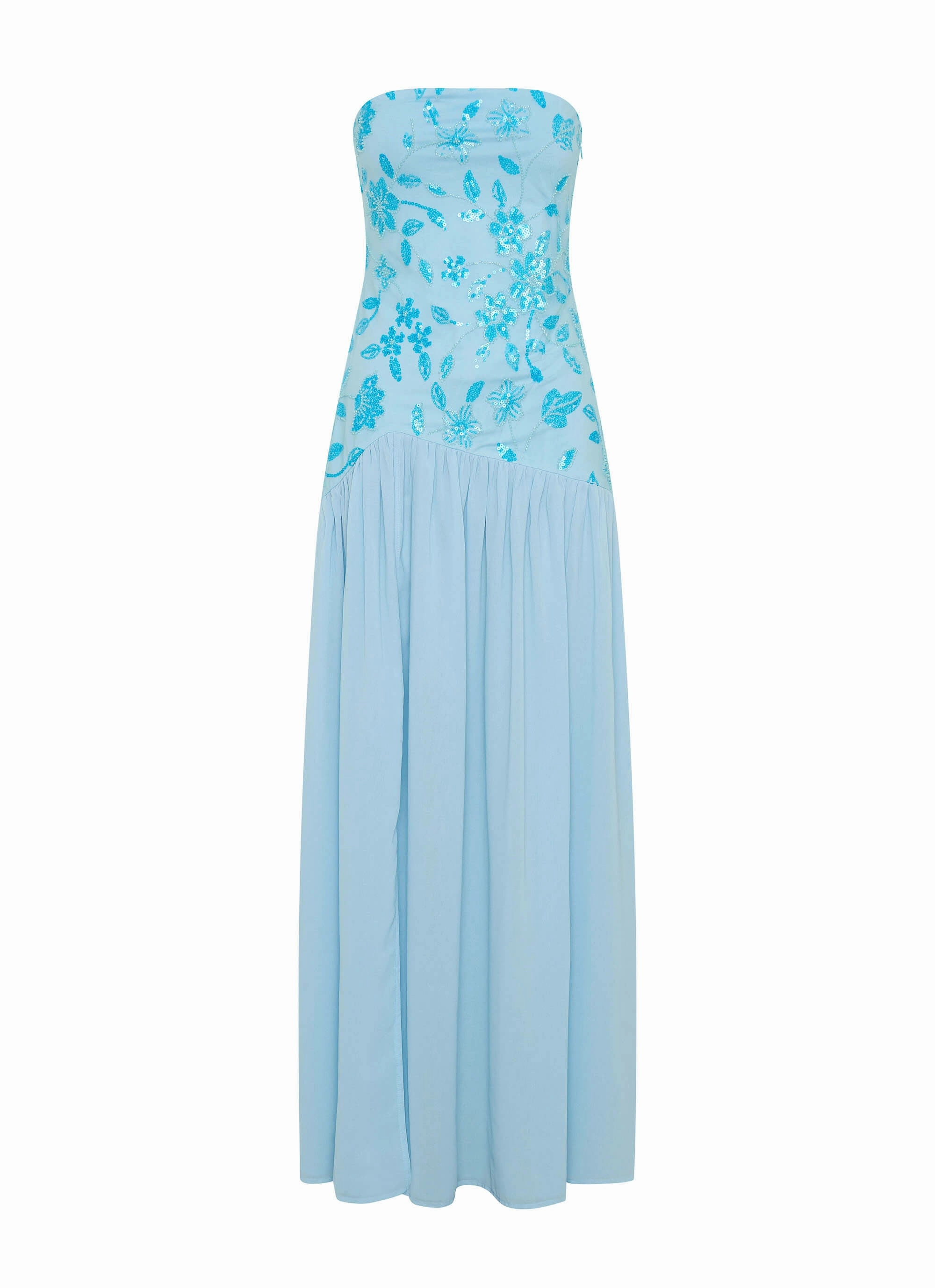 All Fit Eden Strapless Beaded Maxi Dress - Blue