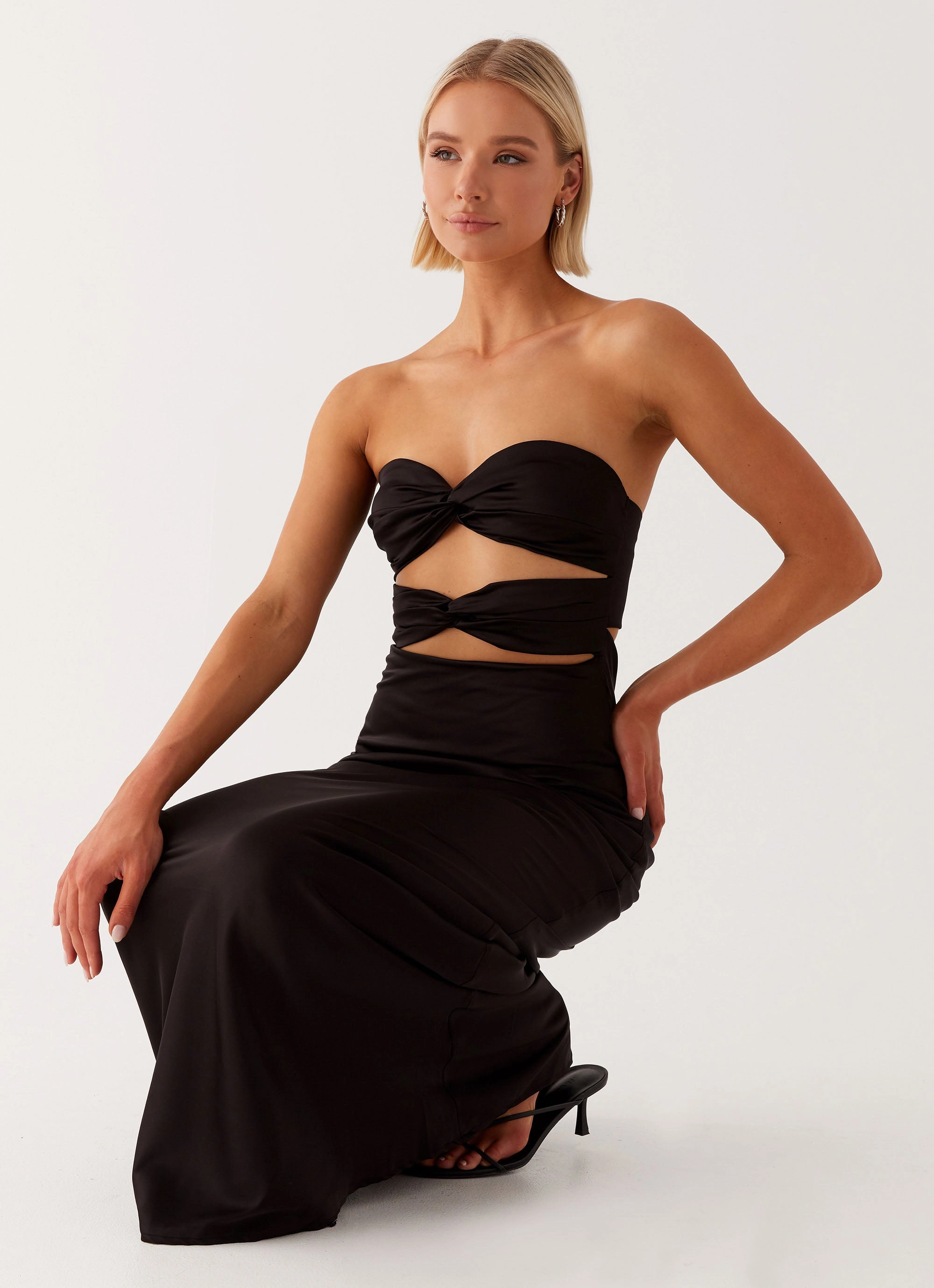 Soft Tone Tianna Strapless Maxi Dress - Black