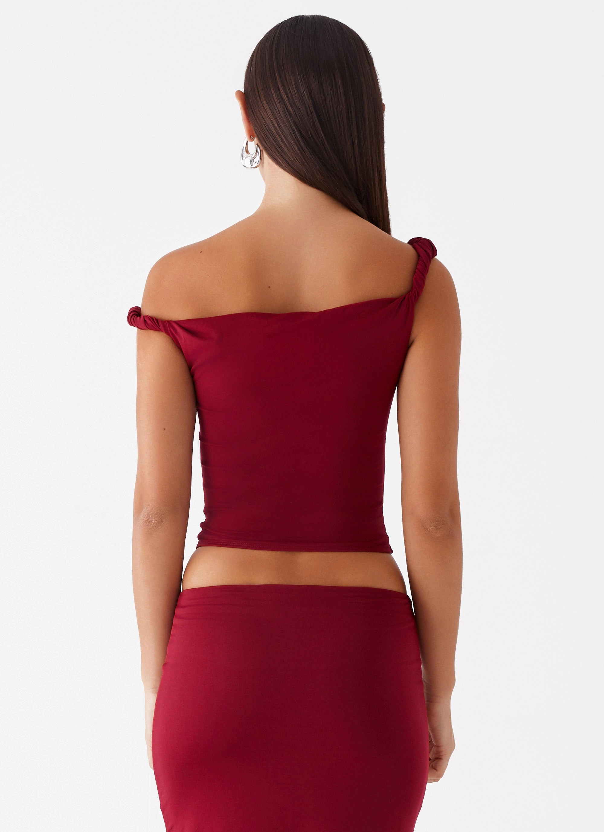All Time Solace Soul Twist Shoulder Top - Maroon