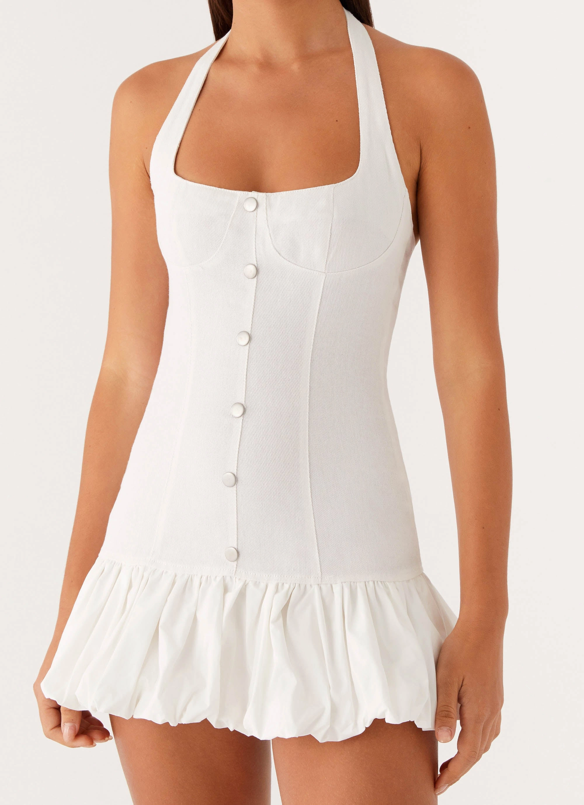 Formal Choice Cool Shape Georgina Denim Mini Dress - White