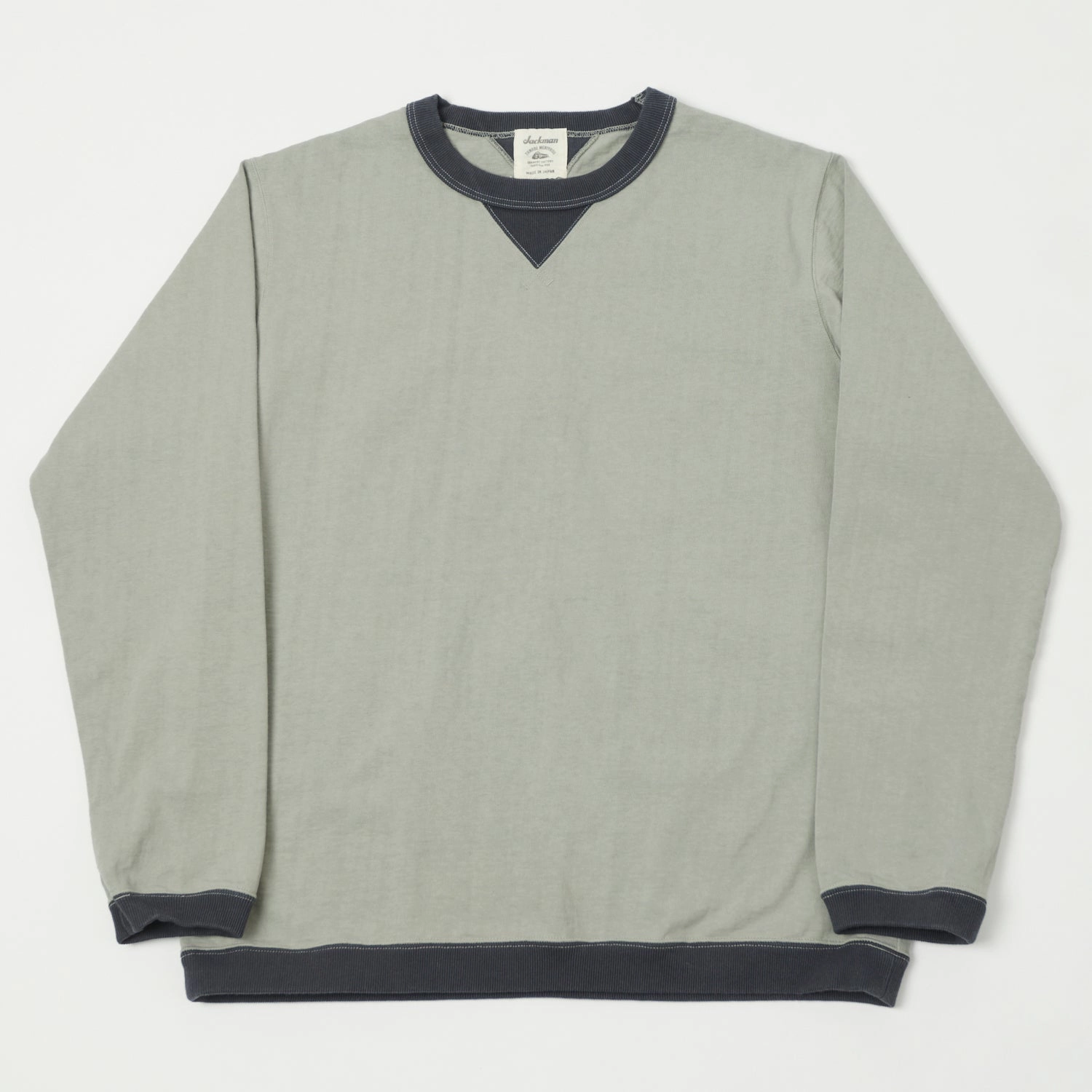 Jackman Long Sleeve Dotsume Rib T-Shirt - Dry Sage/Grey Light Layer