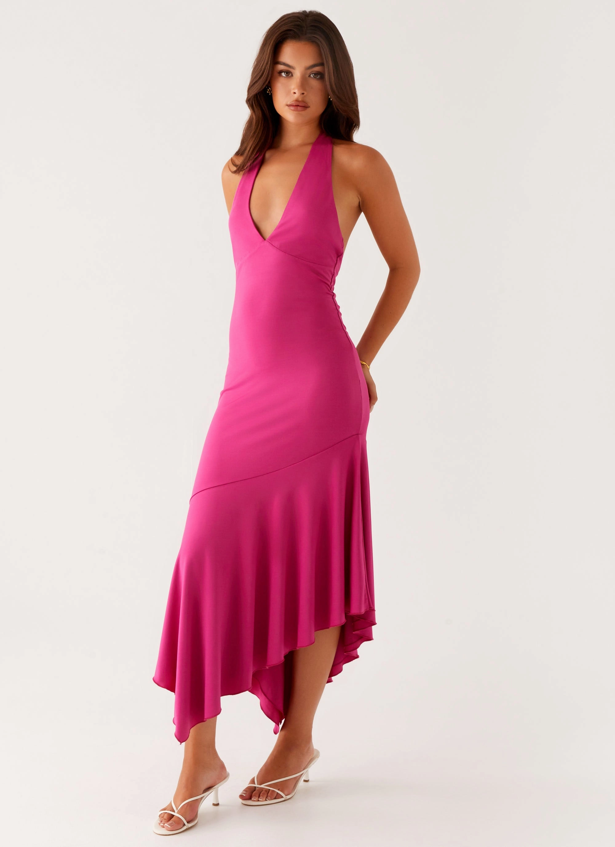Perdita Midi Dress - Fuchsia Wrinkle-Free-Finish