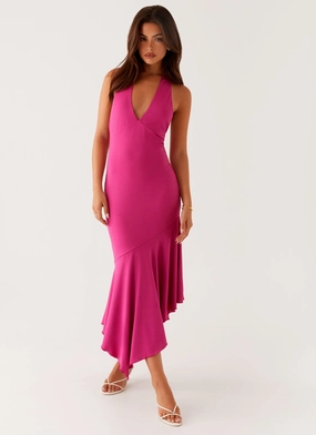 Casual and Smart Perdita Midi Dress - Fuchsia