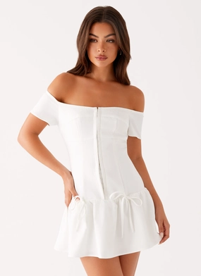 Penny Mini Dress - White Sleek Cut
