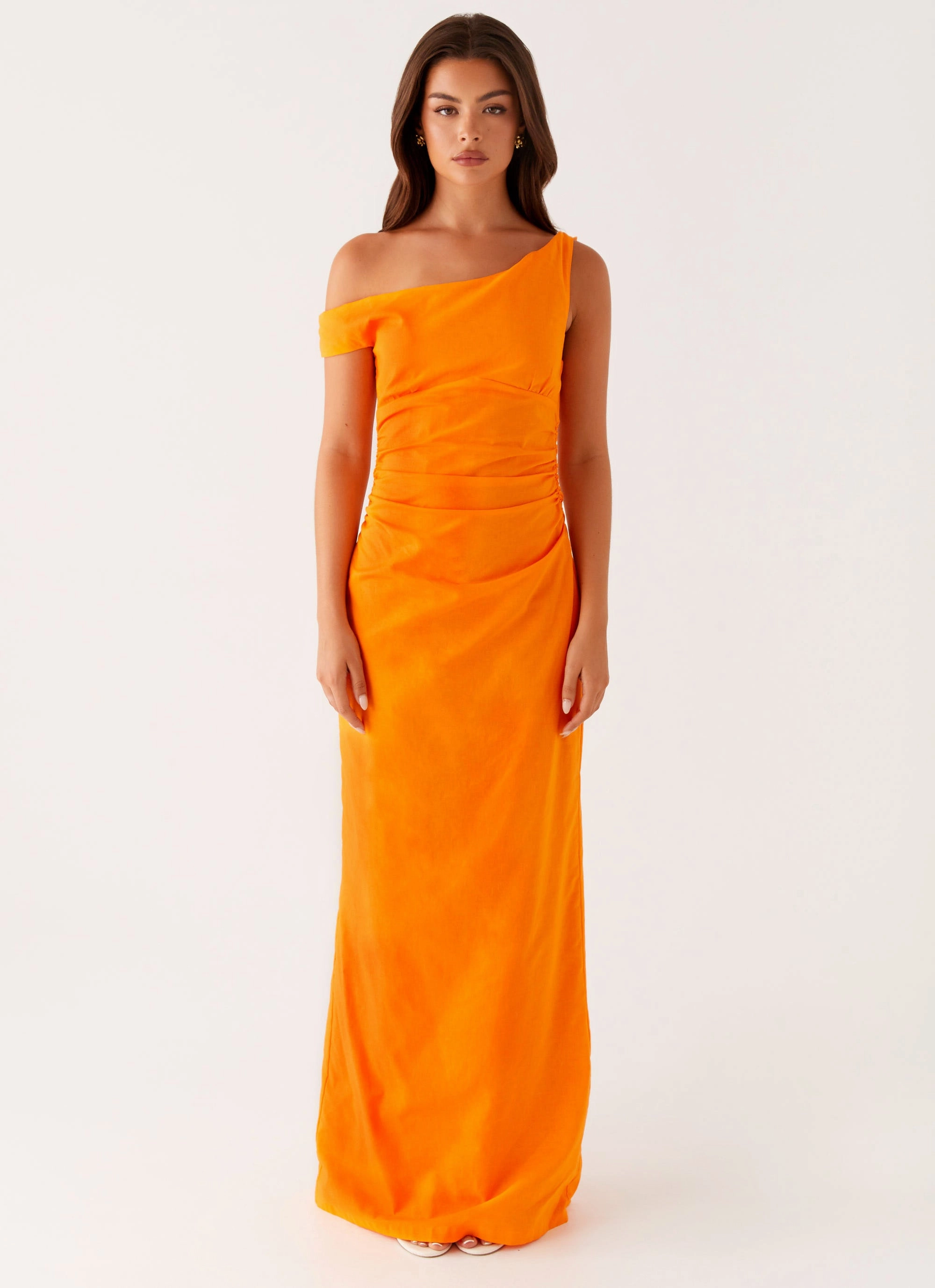 Ignite Maxi Dress - Orange Trendy Appeal Satin Soft
