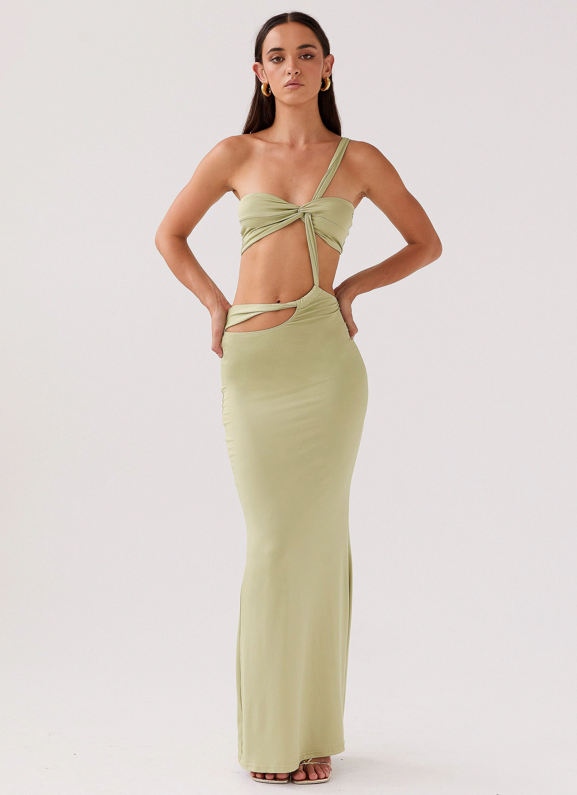 Sycamore Twist Maxi Dress - Fern knee-length