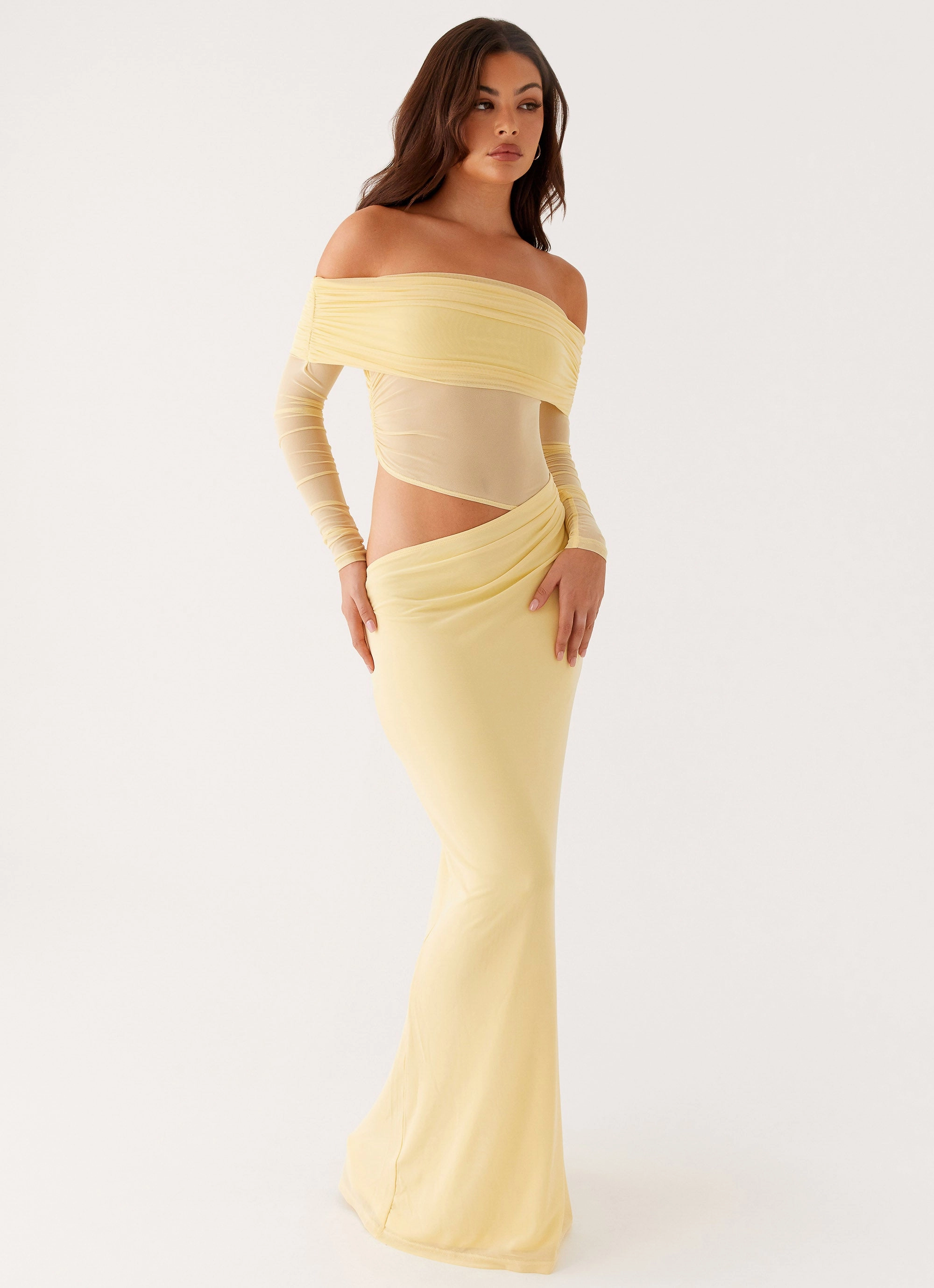 Emery Maxi Dress - Yellow Fine Texture