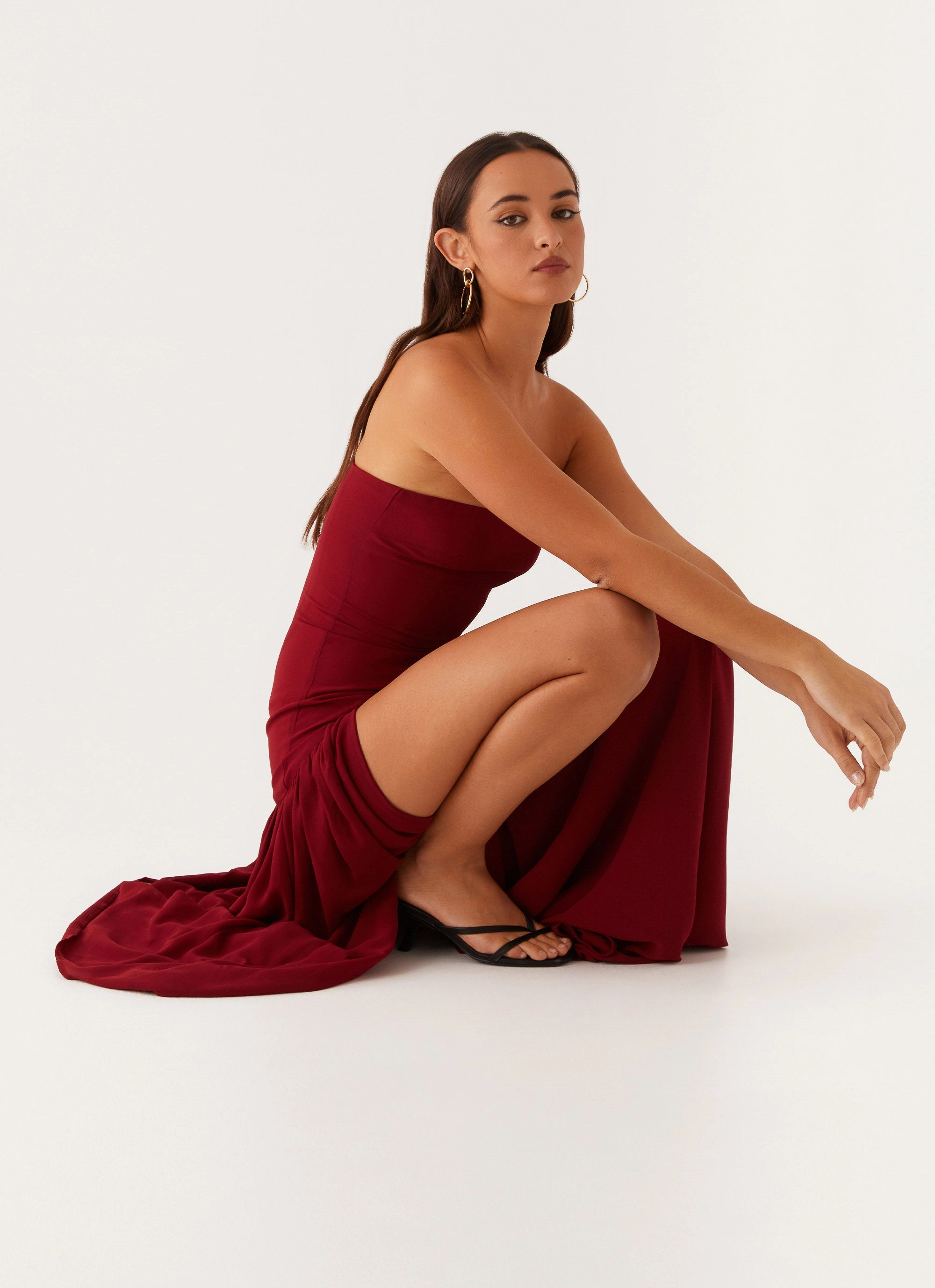 Eden Strapless Maxi Dress - Maroon Fashion-forward day dress