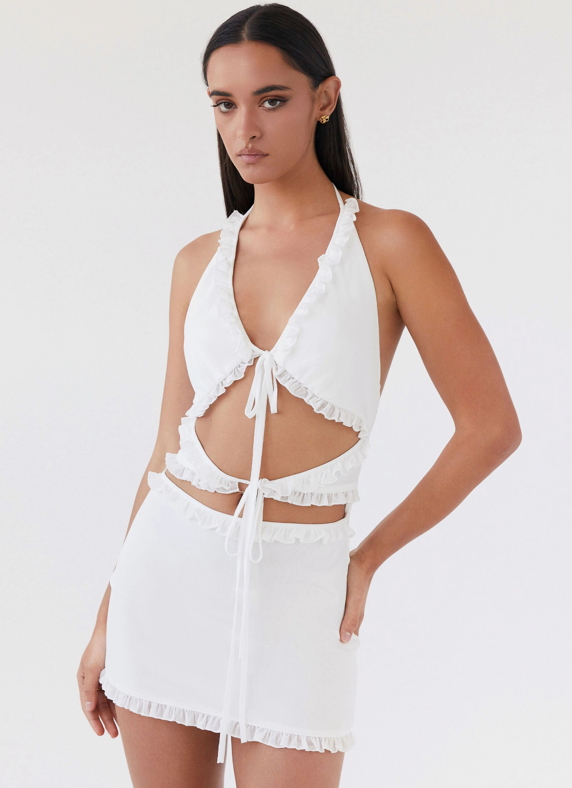 Cloud Light Love Exchange Ruffle Mini Dress - White