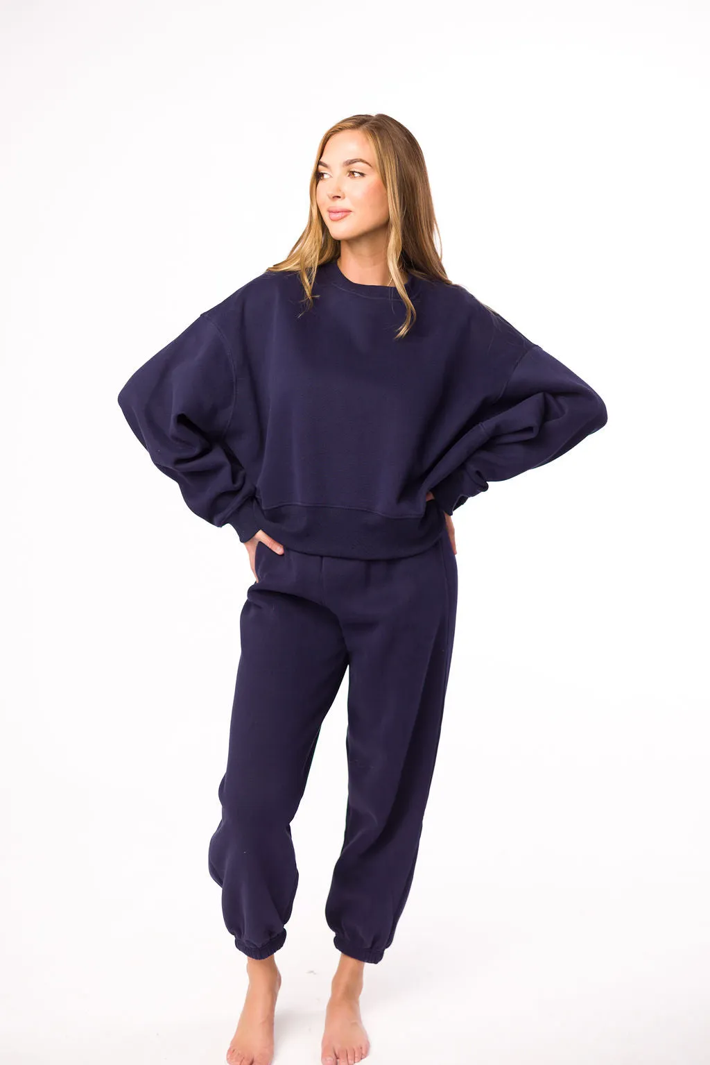 Comfy Cozy Sweatshirt and Sweatpants Set in Navy Light Weight