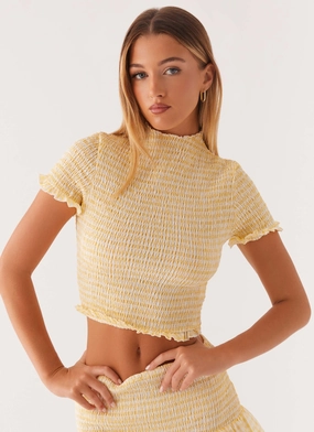 Sweetest Pie T-Shirt - Yellow Gingham Polished Style Happy Scent