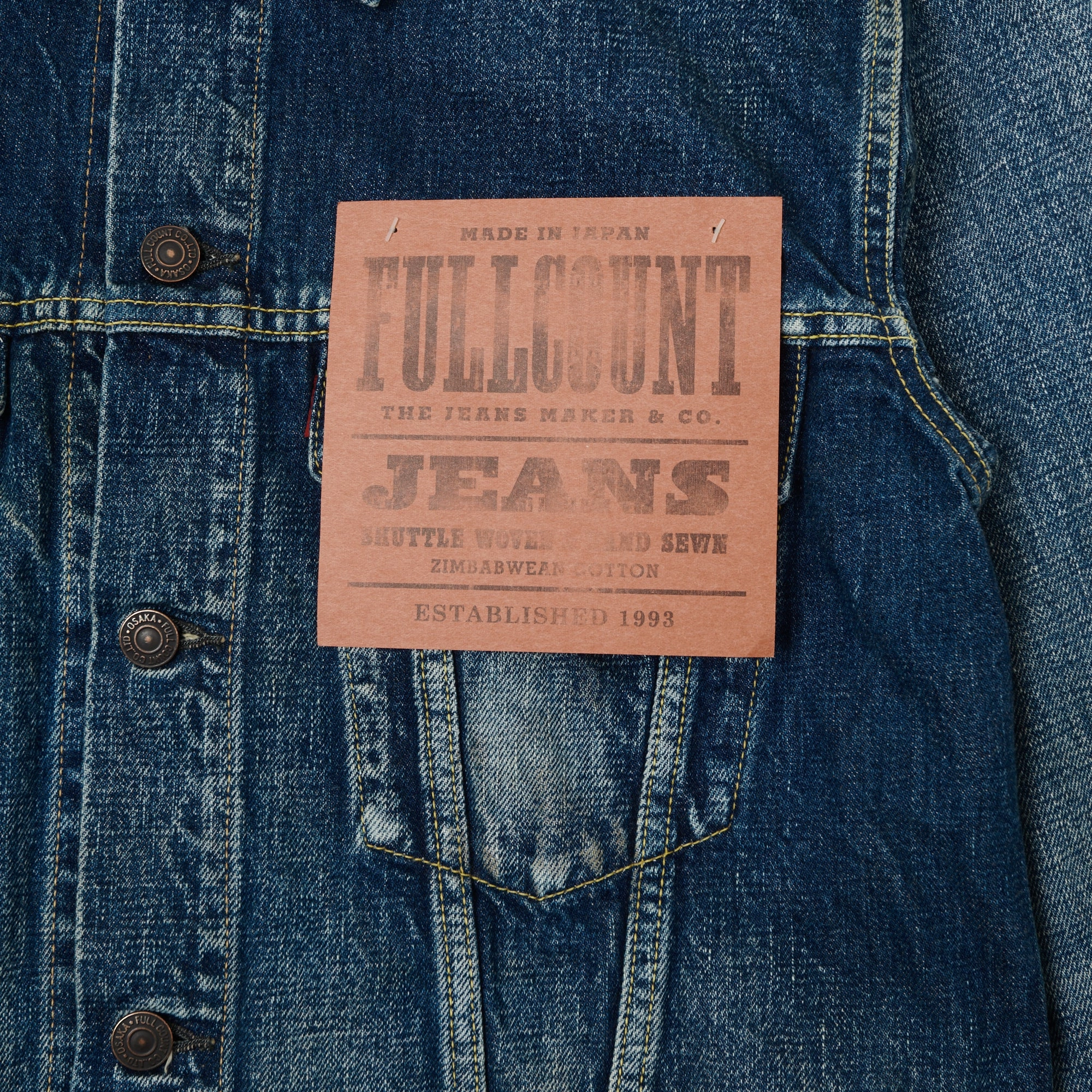 Waterproof Outer Layer Prospect Full Count 2101 13.75oz Type III Denim Jacket - 'More Than Real' Wash