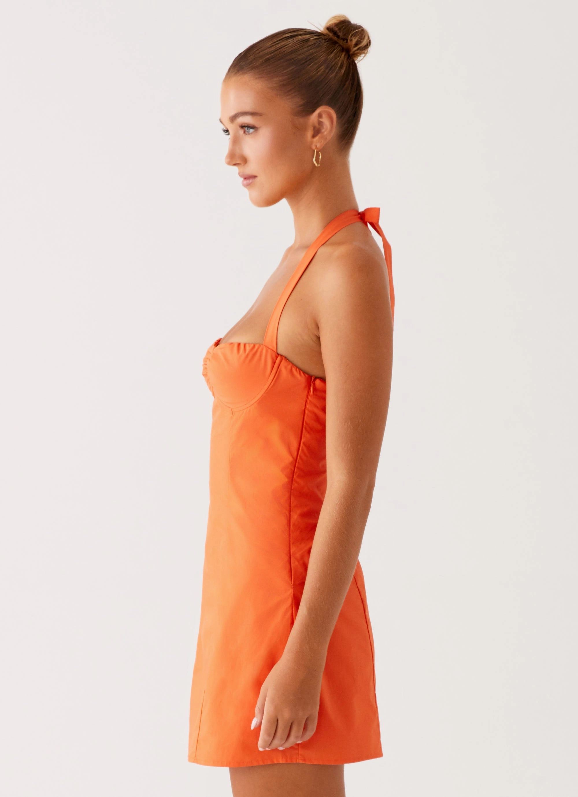 Night Mood Smart and Stylish Contessa Halter Mini Dress - Orange