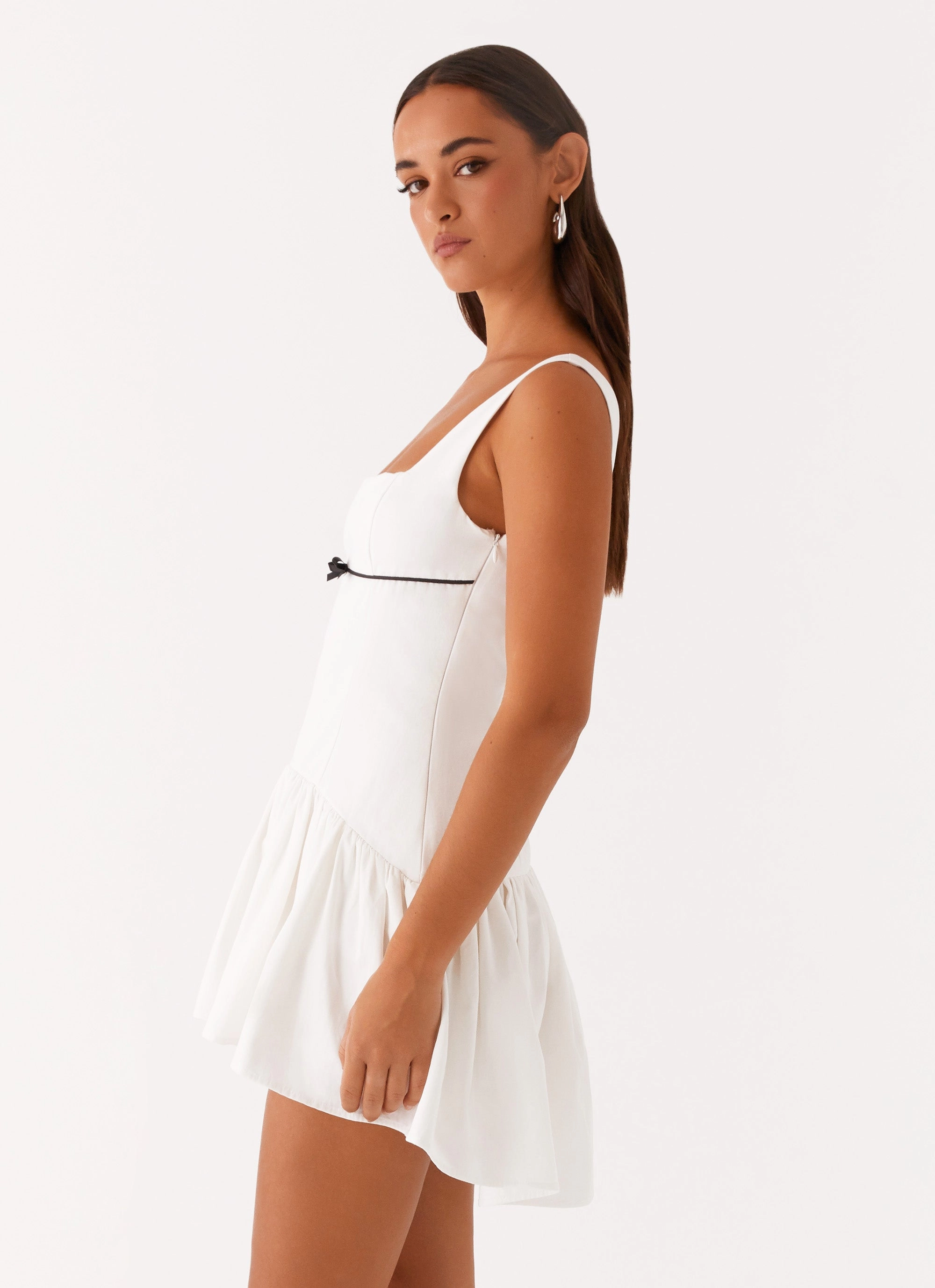 Jolene Mini Dress - White Airy Weave Minimal Mood
