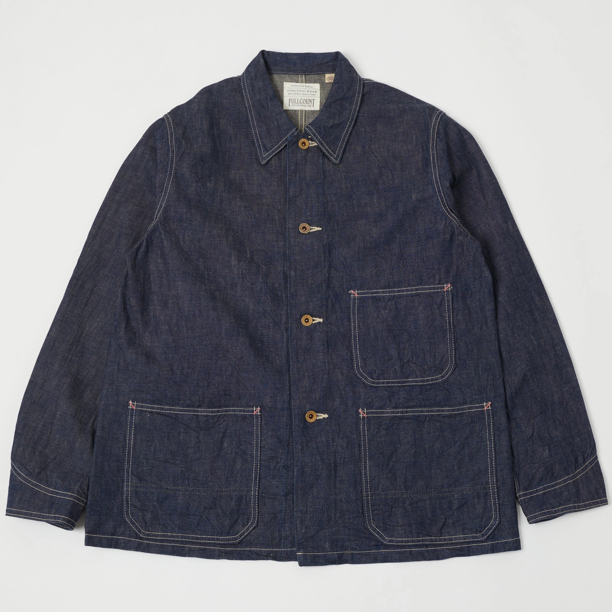 Full Count 2015 Denim Chore Jacket - One Wash windy Low Profile Fasteners