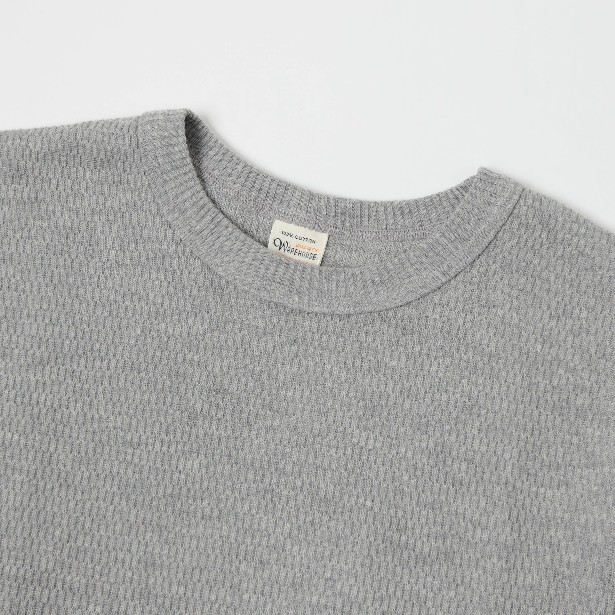 Warehouse & Co 5903 Waffle Knit Thermal T-Shirt - Heather Grey Practical Wear Minimalist Stitching