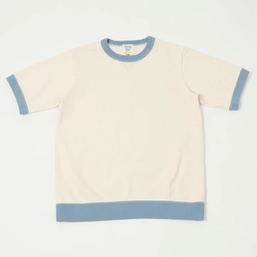 Jackman Dotsume Rib T-Shirt - Soft Pink/Blue Grey Cool and Chic
