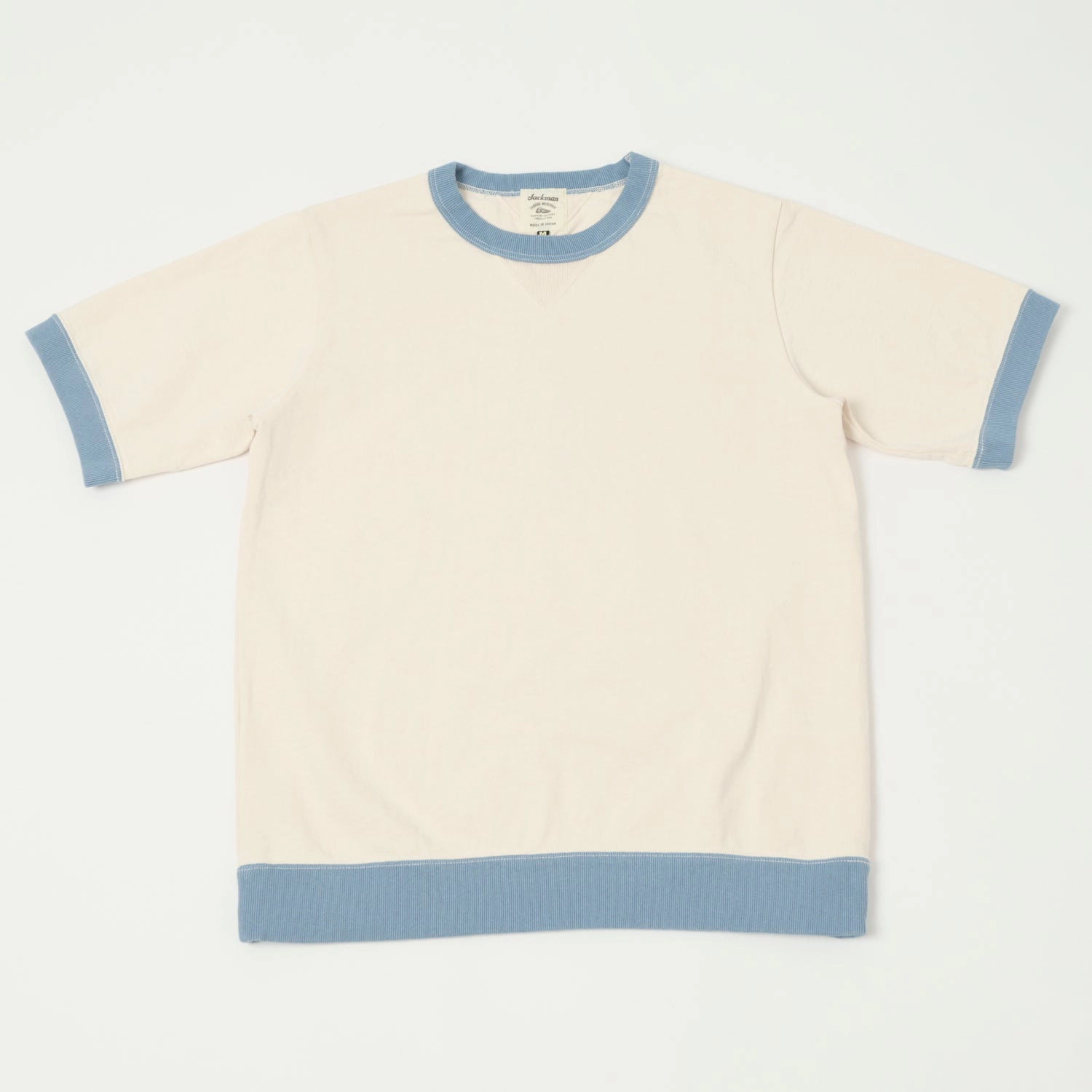 casual and comfortable Jackman Dotsume Rib T-Shirt - Soft Pink/Blue Grey