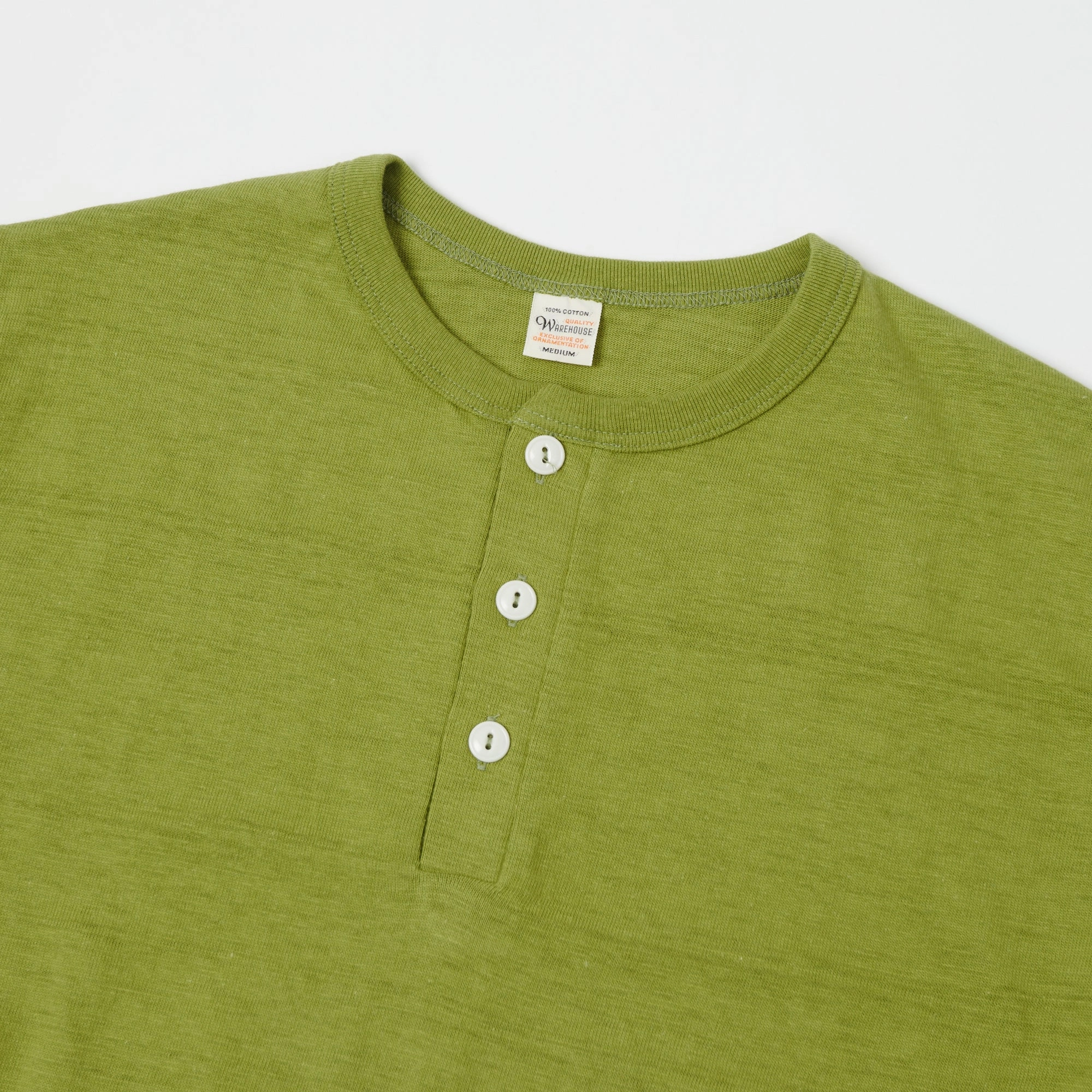 Warehouse & Co 4601 Henley T-Shirt - Grass Green Cotton Blend