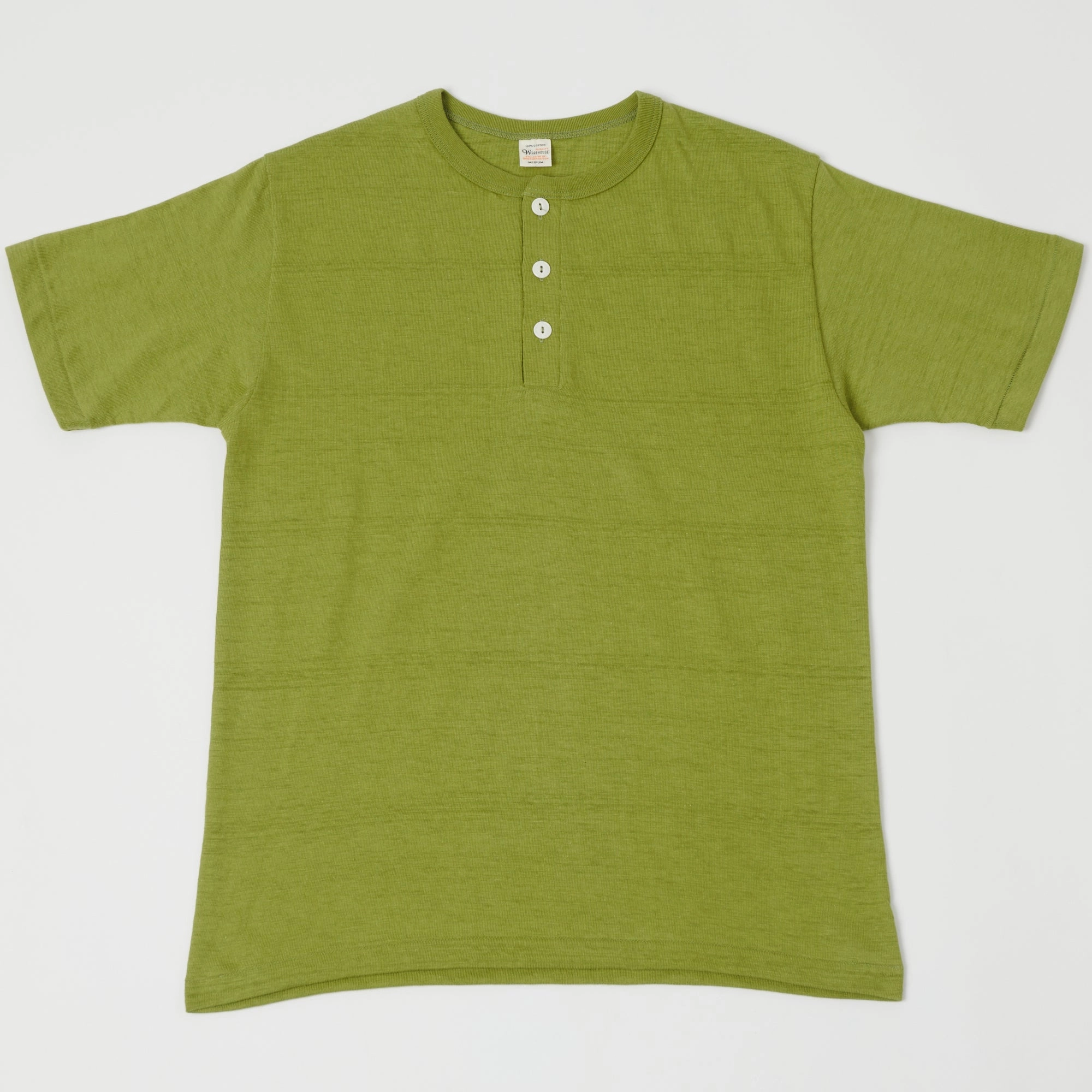 Warehouse & Co 4601 Henley T-Shirt - Grass Green polo neck