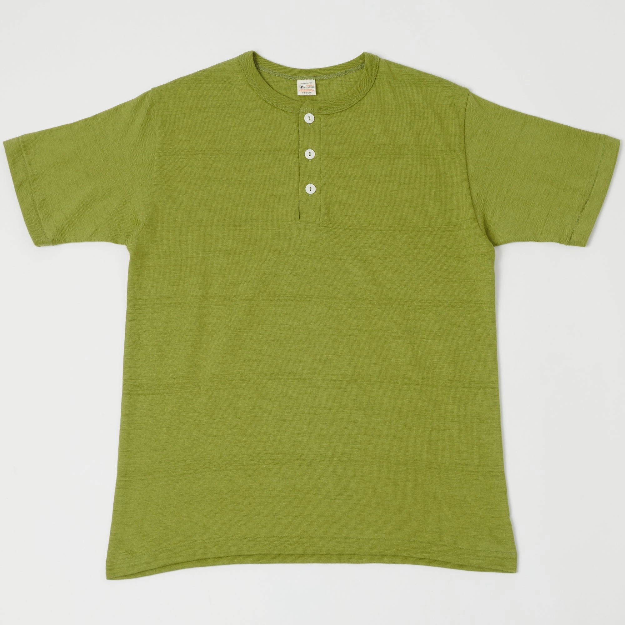 Smooth Neckline Skinny Fit Warehouse & Co 4601 Henley T-Shirt - Grass Green