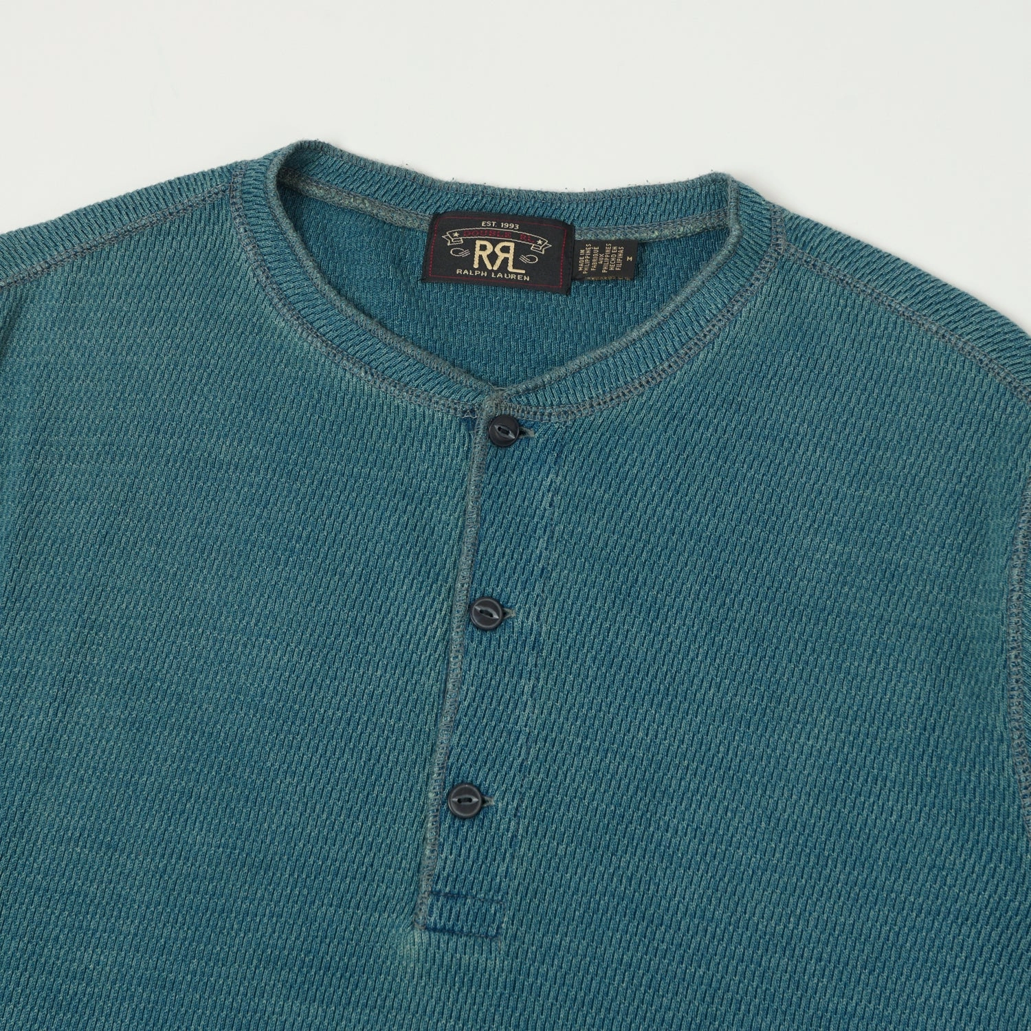 Essential Comfort Urban Trend Look RRL Jacquard-Knit Thermal Henley - Indigo