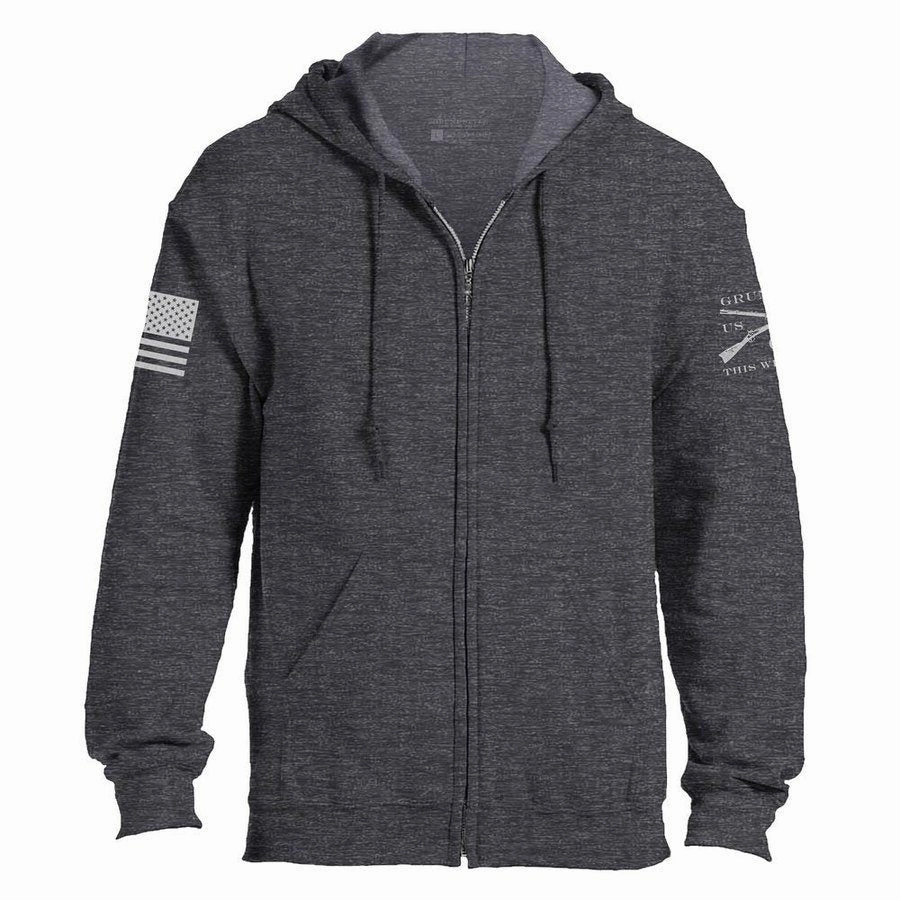product gym readiness crew neck Grunt Style Basic Full-Zip Hoodie - Dark Heather Gray