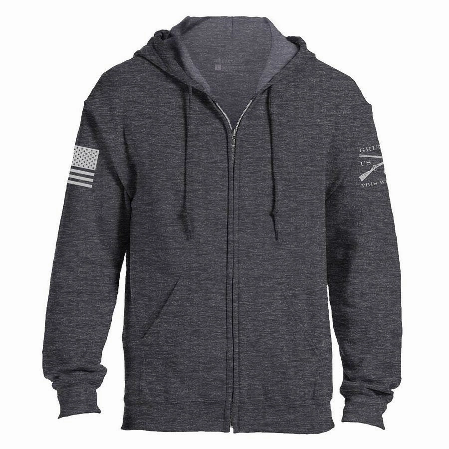 Grunt Style Basic Full-Zip Hoodie - Dark Heather Gray chain accents product home friendliness