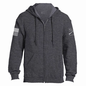 Office Casual Fashionable Look Grunt Style Basic Full-Zip Hoodie - Dark Heather Gray
