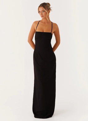 Lounge Mode Polished Wear Cora Backless Maxi Dress - Black
