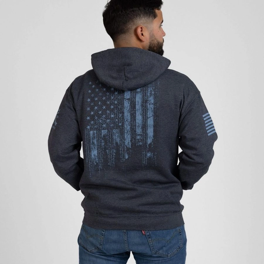 1776 Flag Hoodie - Dark Heather Gray Polka Dot
