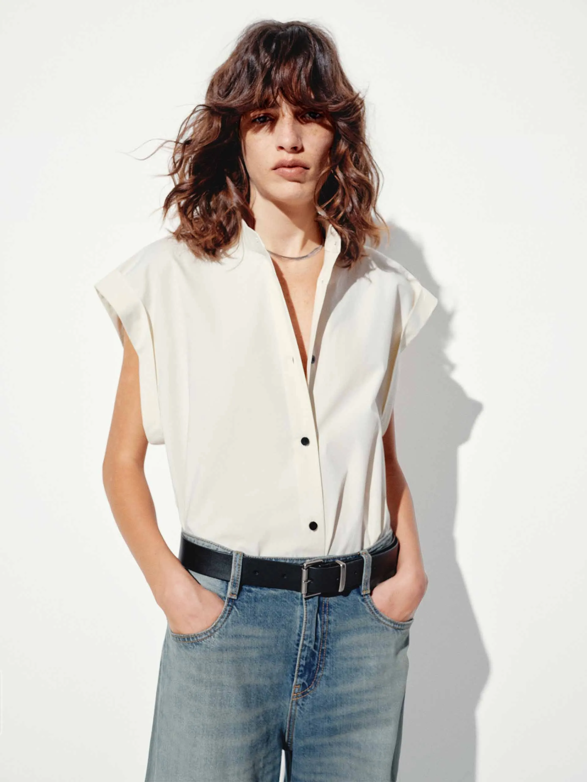 Cotton Blend Sleeveless Top Soft touch finish Reinforced Buttonholes