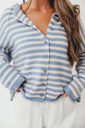 Cove Striped Sweater in Blue Ivory Soft Piece Stylish Comfort