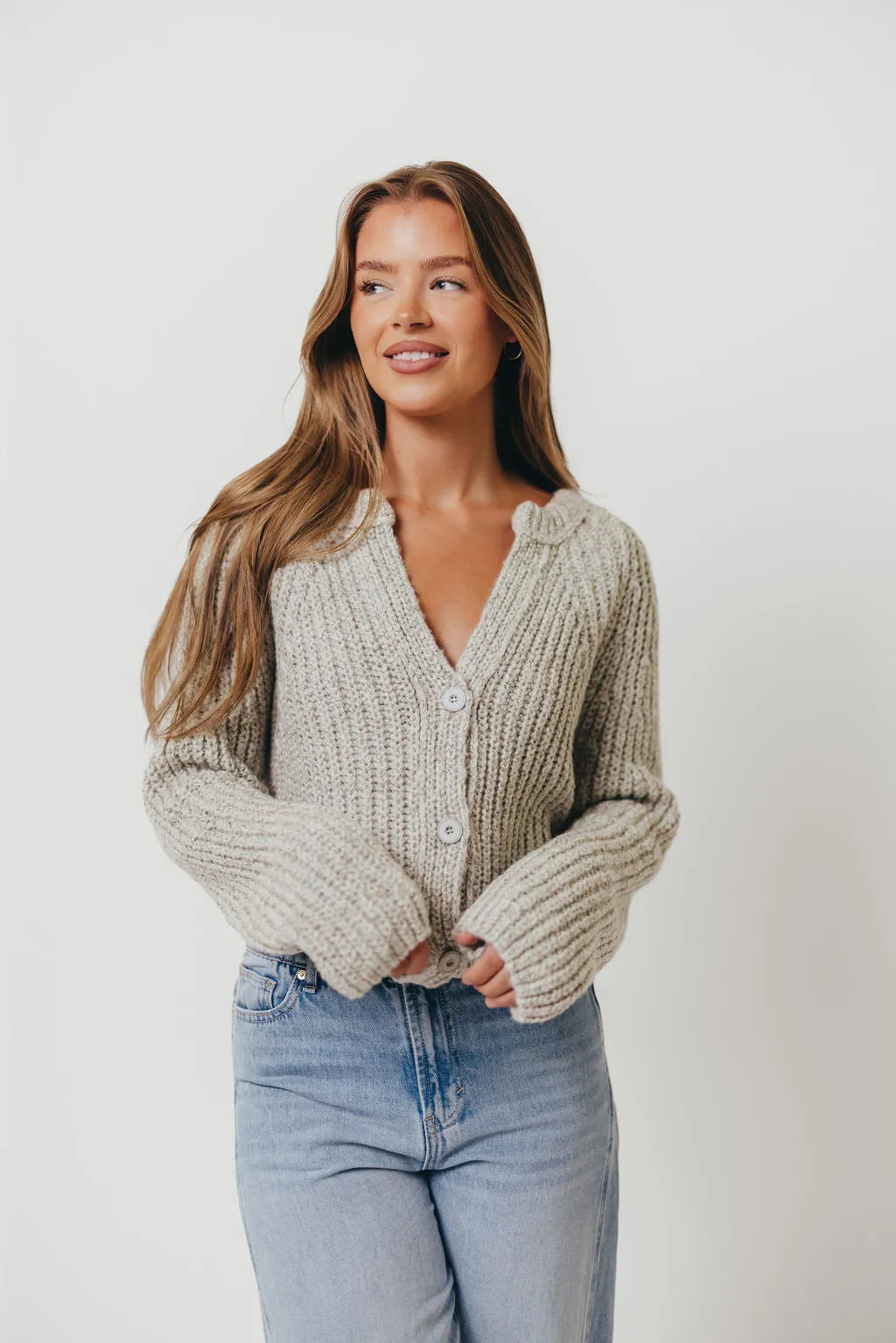 OdorResistant Fiber Pepper Cardigan Top in Heather Cloud