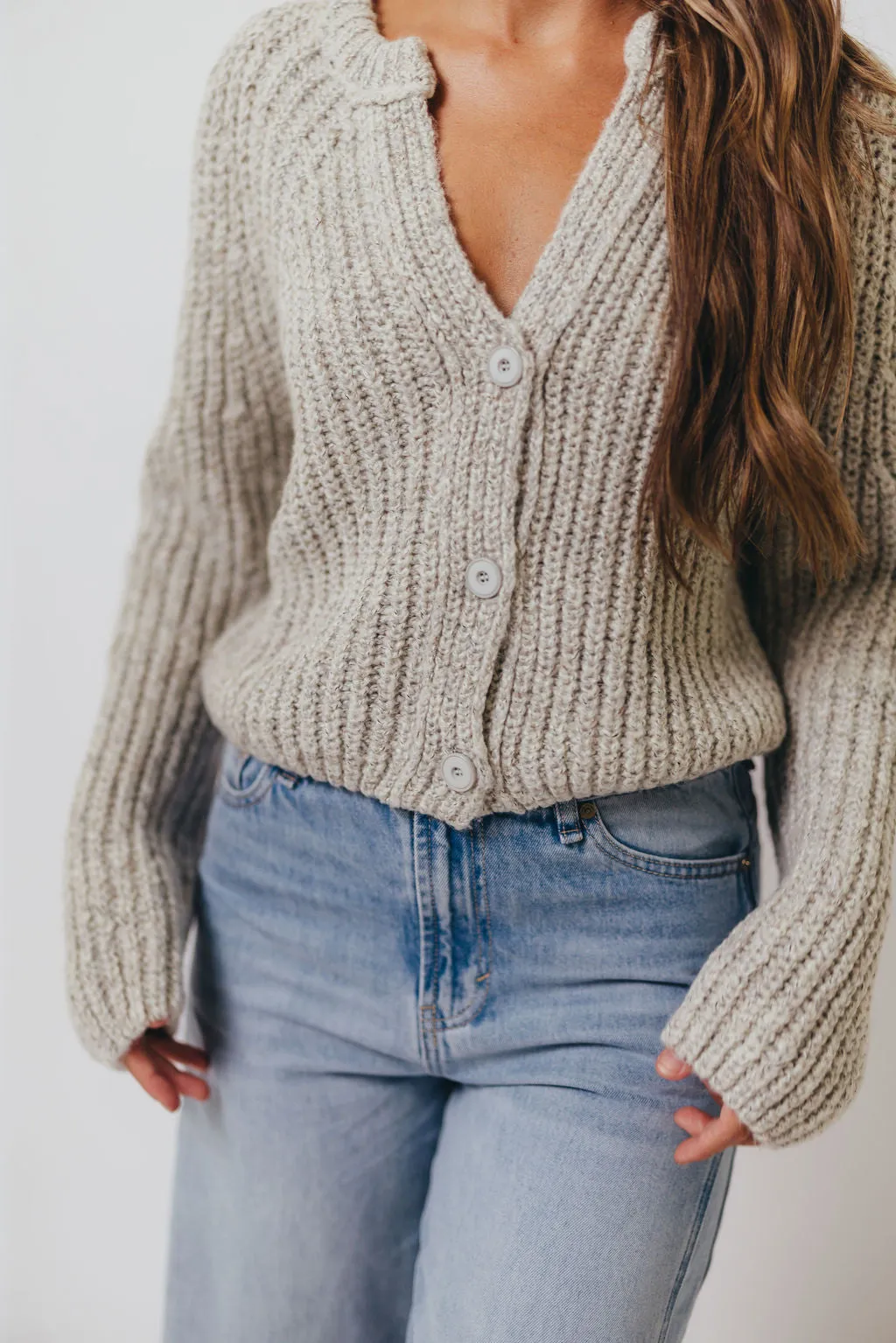 Pepper Cardigan Top in Heather Cloud Polished Feel