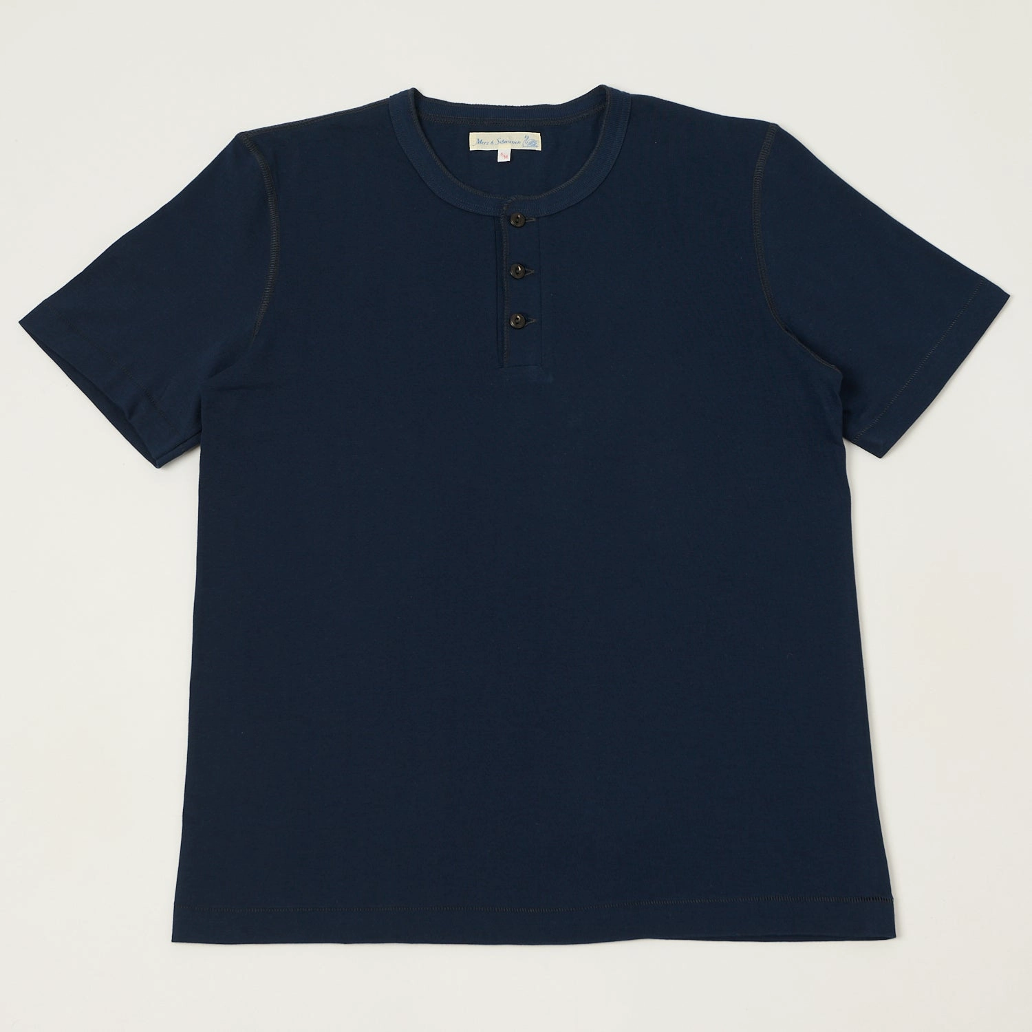 Merz b. Schwanen 204SL Short Sleeve Henley - Ink Blue Anti-pilling Breathable wear