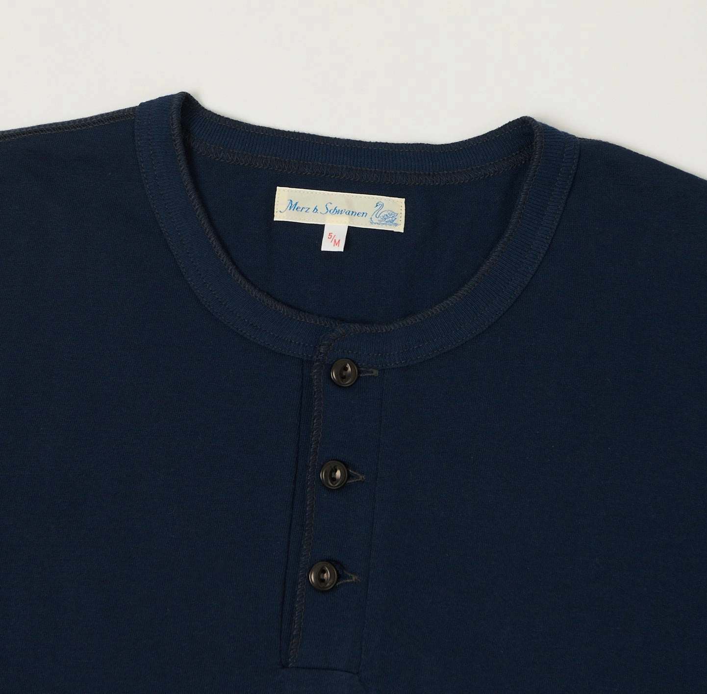 Merz b. Schwanen 204SL Short Sleeve Henley - Ink Blue Temperature Regulating