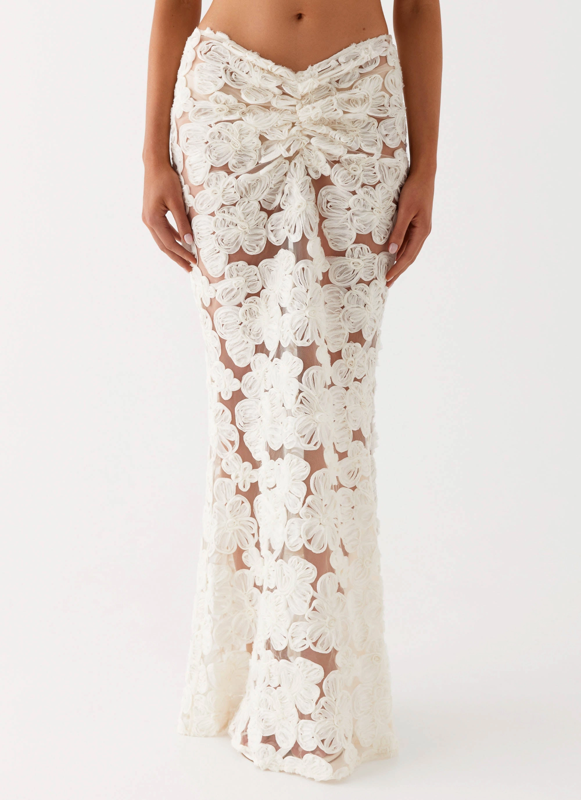 Smooth Layering Fiorella Floret Maxi Skirt - Ivory