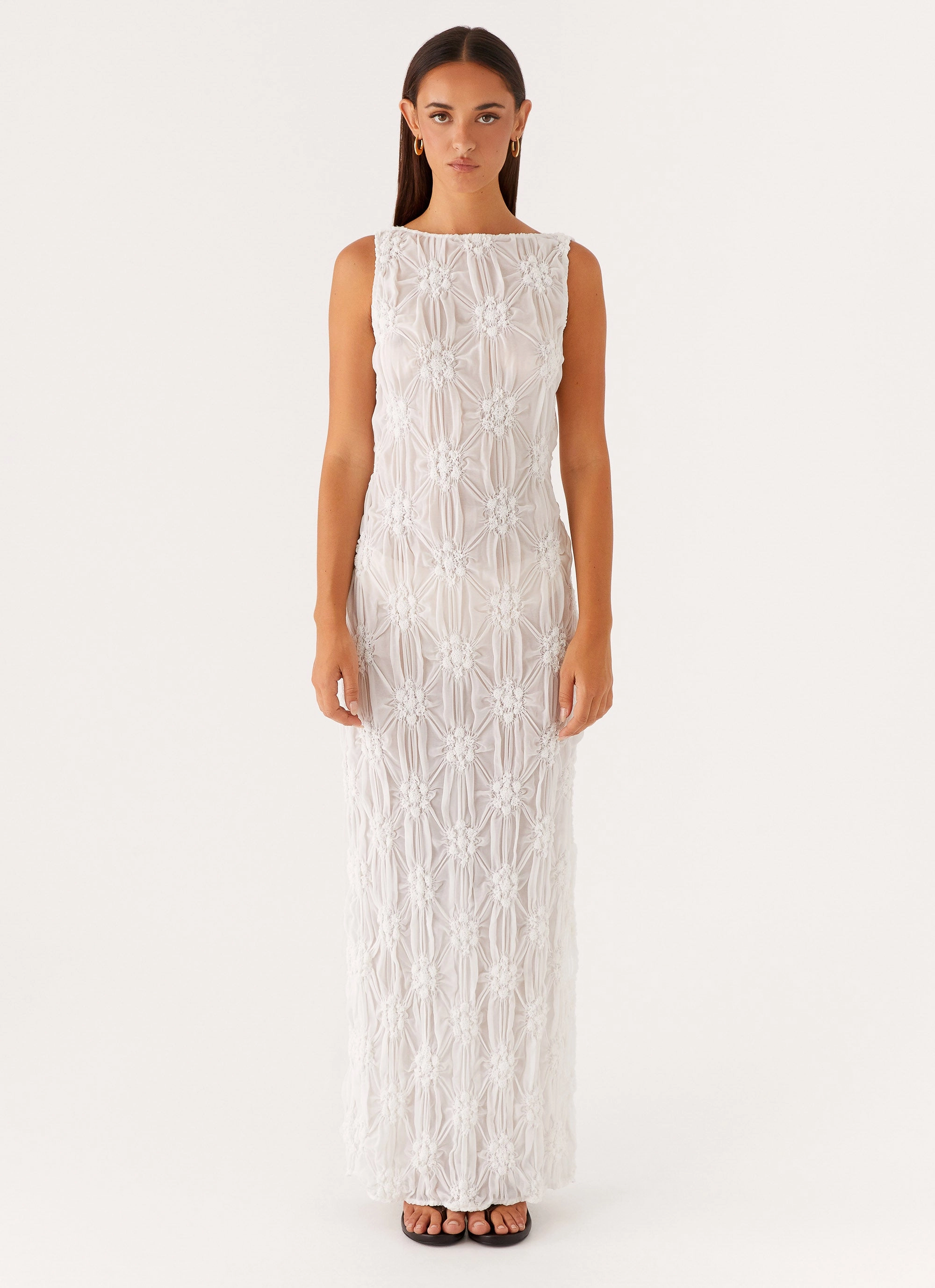 Vintage-Inspired Briar Backless Maxi Dress - Ivory