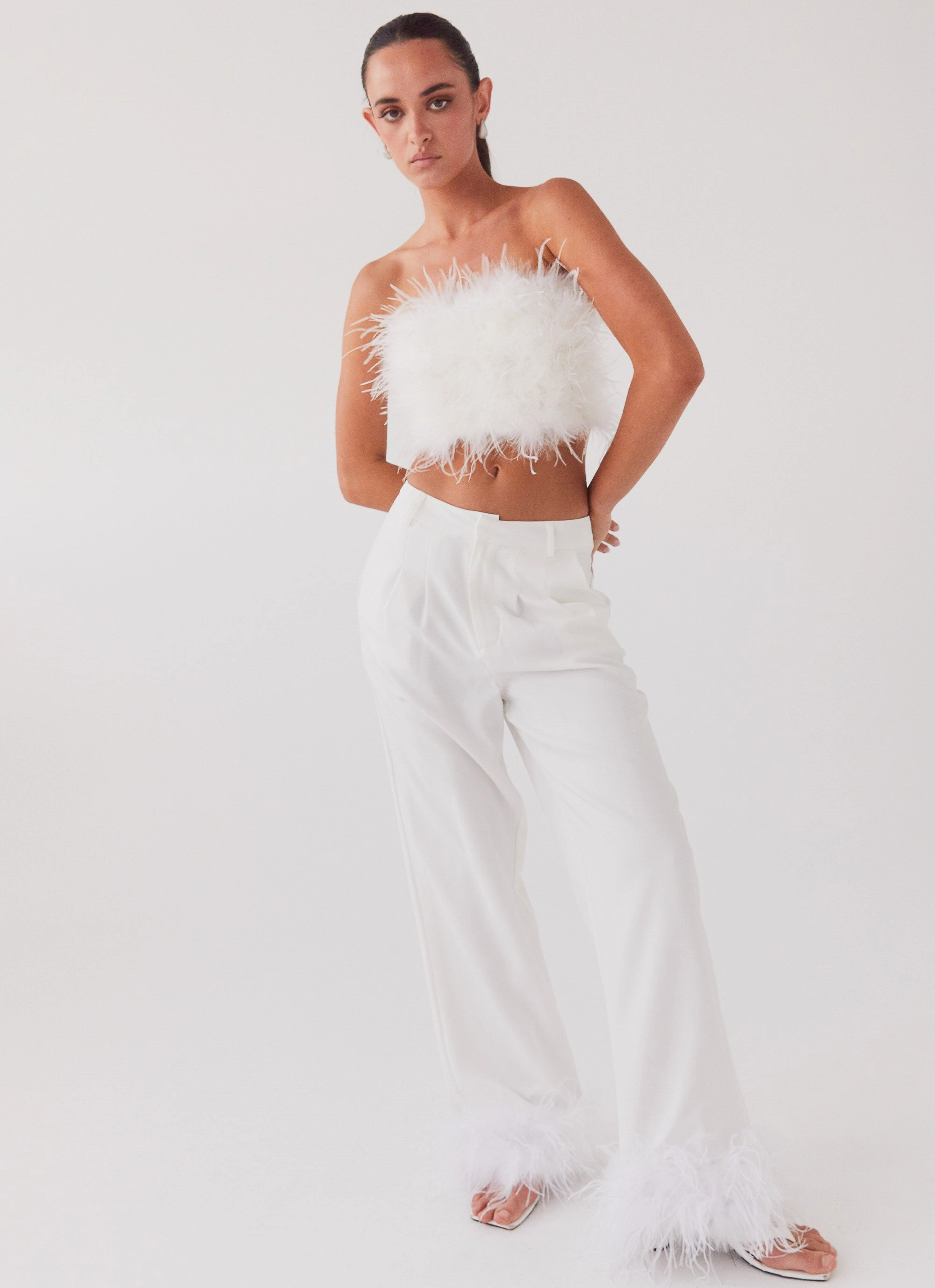 Shake It Off Feather Pants - Snow Timeless Piece