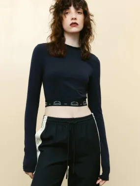 Outerwear Companion Seamless Shoulder Construction Cropped Tight Long Sleeves Top