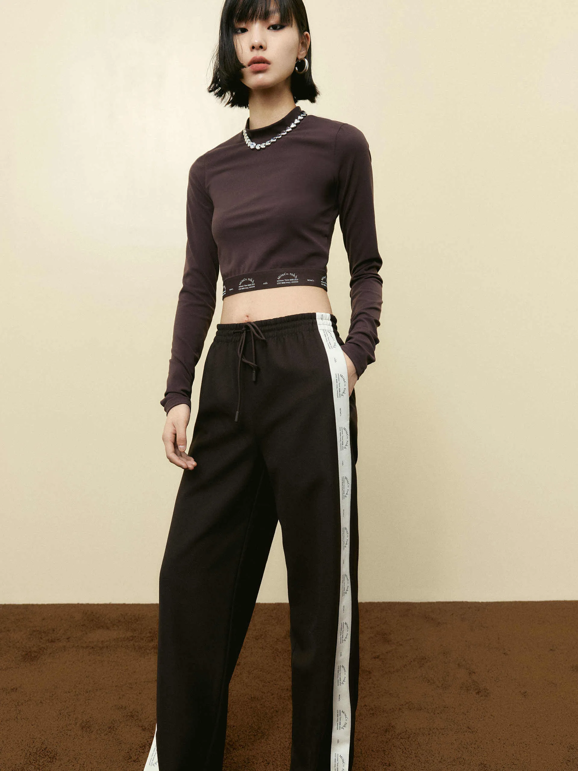 No Slip Shoulder Grips Cropped Tight Long Sleeves Top